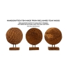 Handgemaakte etnische decoratieve houten sculptuur in teak Coin Voorraad