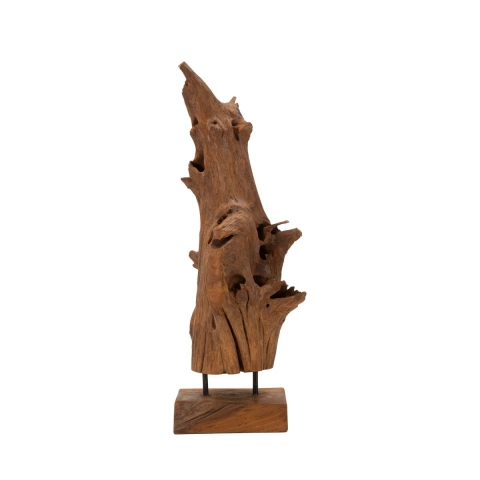 Handgemaakte etnische decoratieve sculptuur in teak Akar Aanbieding