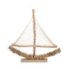 Houten zeilboot sculptuur met stoffen net 45x45x7cm Enok Kortingen