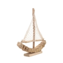 Houten zeilboot sculptuur met stoffen net 45x45x7cm Enok Catalogus