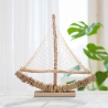 Houten zeilboot sculptuur met stoffen net 45x45x7cm Enok Verkoop