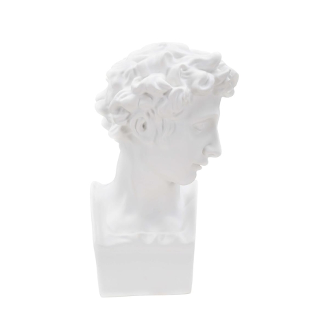 Decoratieve beeldsculptuur van witte hars mannelijk gezicht Enea Aanbieding