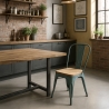 Industriële metalen stoelen met houten zitting Steel Old Wood Top Light Korting