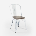 Industriële wit metalen stoelen met houten zitting Steel Old Wood Aanbieding