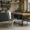 Industriële wit metalen stoelen met houten zitting Steel Old Wood Korting