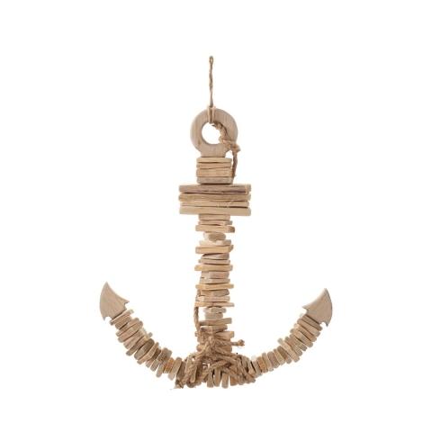Houten wanddecoratie in de vorm van een anker 46x39 cm Nature Aanbieding