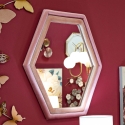 Moderne zeshoekige wandspiegel met roze fluwelen lijst Tony Verkoop