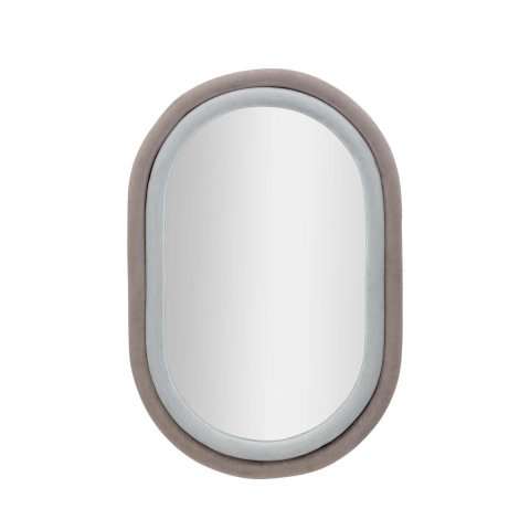 Ovale wandspiegel met grijze fluwelen lijst 90x60x4cm Antony Aanbieding