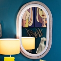 Ovale wandspiegel met grijze fluwelen lijst 90x60x4cm Antony Verkoop