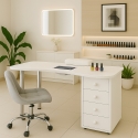 Verrijdbare manicuretafel met afzuiging en ladekast 120 x 45 x 80 cm Manoop Aanbod