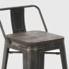 Industrieel design krukje Brush Top van metaal en hout 