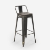 Industrieel design krukje Brush Top van metaal en hout 