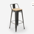 Industrieel design krukje Brush Top van metaal en hout Aanbieding