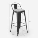 Industrieel design krukje Brush Top van metaal en hout 