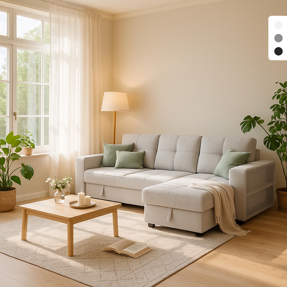 Slaapbank voor 3 personen met opberg-chaise longue USB-C boekenkast Civis. Voorraad Slaapbank voor 3 personen met opberg-chaise longue USB-C boekenkast Civis. Voorraad