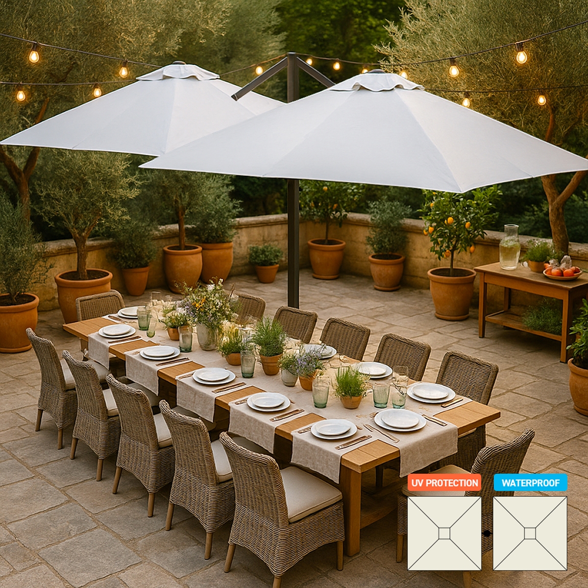 Dubbele aluminium tuinparasol 3x3m voor thuis en horeca Oslo Aanbieding Dubbele aluminium tuinparasol 3x3m voor thuis en horeca Oslo Aanbieding