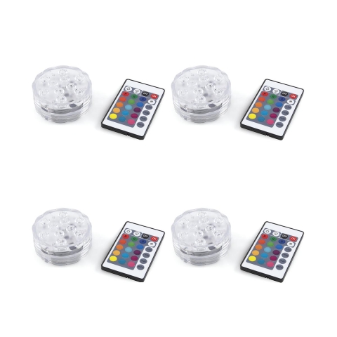 Set van 4 LED-spots waterproof met afstandsbediening Ø6,9x2,8 cm Virel Aanbieding