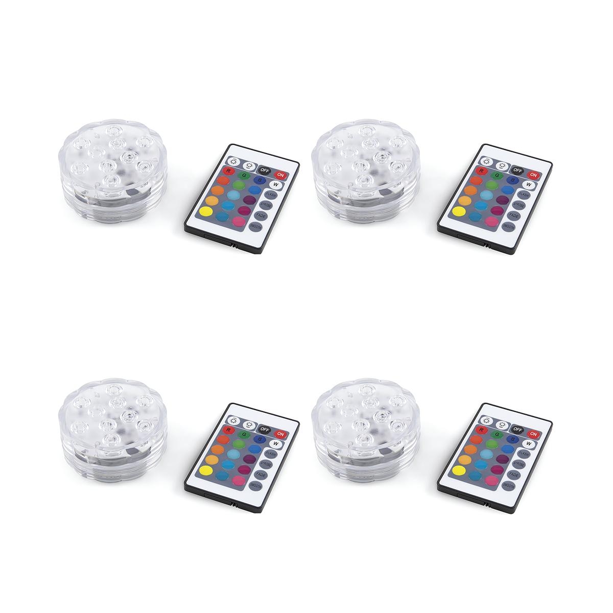Set van 4 LED-spots waterproof met afstandsbediening Ø6,9x2,8 cm Virel