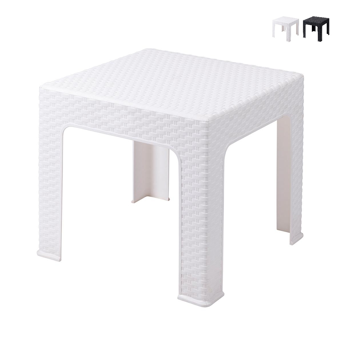 Lage tuintafel 43x43 cm van kunststof met rotan-look Zhorek Aanbieding Lage tuintafel 43x43 cm van kunststof met rotan-look Zhorek Aanbieding