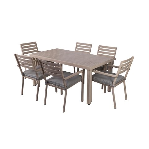 Buitentafel + 6 tuinstoelen van aluminium met kussens Ibiza Aanbieding