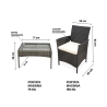 Tuinset in rattan met bank, 2 fauteuils en glazen tafelblad Rodi Model