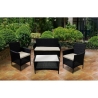 Tuinset in rattan met bank, 2 fauteuils en glazen tafelblad Rodi Voorraad