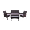 Tuinset in rattan met bank, 2 fauteuils en glazen tafelblad Rodi Aanbieding