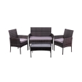 Tuinset in rattan met bank, 2 fauteuils en glazen tafelblad Rodi Aanbieding