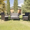 Tuinset in rattan met bank, 2 fauteuils en glazen tafelblad Rodi Verkoop