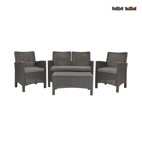 Tuinset met 2-zitsbank, fauteuils en tafeltje in rattan-look Malaga Aanbieding