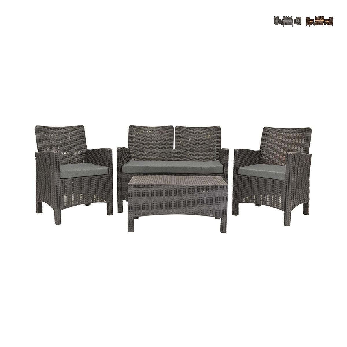 Tuinset met 2-zitsbank, fauteuils en tafeltje in rattan-look Malaga Aanbieding Tuinset met 2-zitsbank, fauteuils en tafeltje in rattan-look Malaga Aanbieding