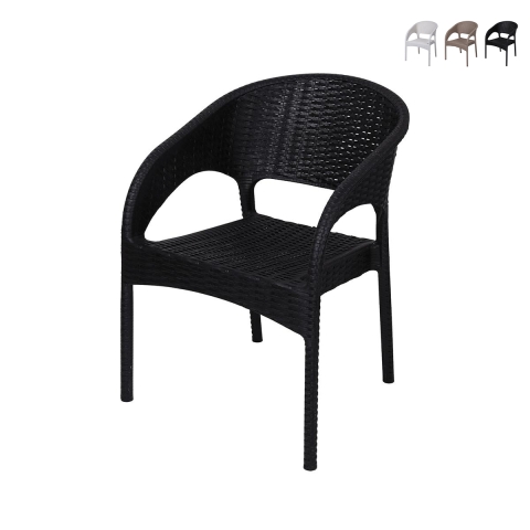 Tuinstoel met armleuningen van polypropyleen in rattan-look Zanzibar Aanbieding