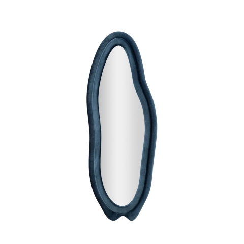 Blauw fluwelen wandspiegel met contouren 160x40x4cm Chanel Aanbieding