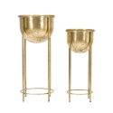 Set van 2 gouden metalen plantenvazen Lumai Aanbod