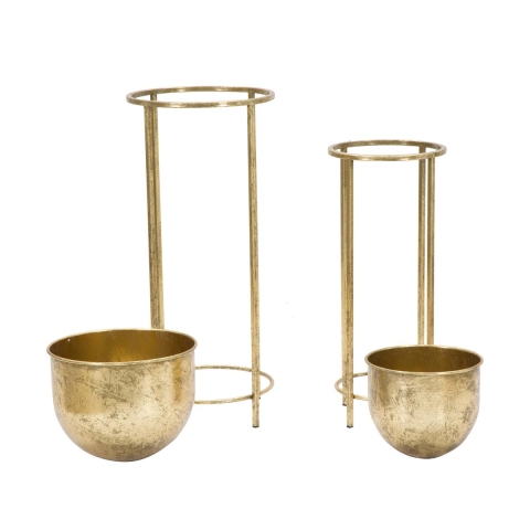 Set van 2 gouden metalen plantenvazen Lumai Aanbieding