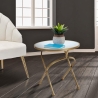 Ronde metalen bijzettafel in goud met marmeren blad 50x50,5 Mat Verkoop