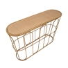 Metalen console in boho chic stijl met rattan blad Samui Korting