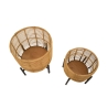 Set van 2 ronde rattan plantenbakken met zwart metalen standaard Zeyok Aanbod