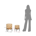 Set van 2 ronde rattan plantenbakken met zwart metalen standaard Zeyok Catalogus