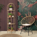 Metalen en rattan stoel met witte kussen boho chic Panama Verkoop