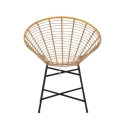 Metalen en rattan stoel met witte kussen boho chic Panama Catalogus