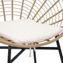 Metalen en rattan stoel met witte kussen boho chic Panama Voorraad