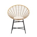 Metalen en rattan stoel met witte kussen boho chic Panama Aanbod