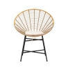 Metalen en rattan stoel met witte kussen boho chic Panama Aanbod
