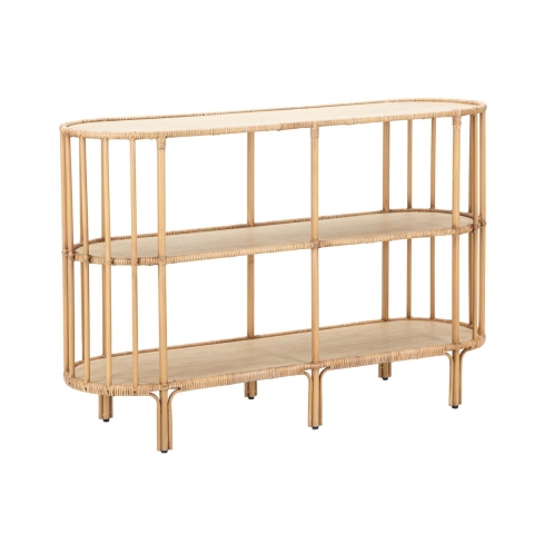 Metalen en rattan haltafel met 3 planken boho chic Panama Aanbieding