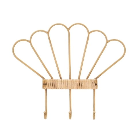 Metalen en rattan wandkapstok met 3 haken Panama Aanbieding