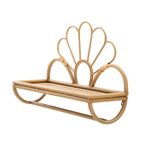 Metalen en rotan wandplank met kledingstang Panama Aanbieding