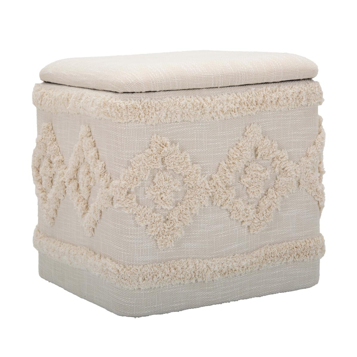 Vierkante opbergpoef in gestoffeerde stof 40x40cm Damasco Aanbieding Vierkante opbergpoef in gestoffeerde stof 40x40cm Damasco Aanbieding