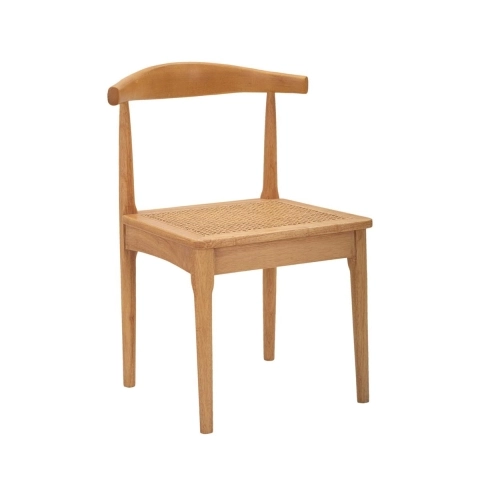 Set van 2 houten keukenstoelen met gevlochten rattan zitting Japan Aanbieding