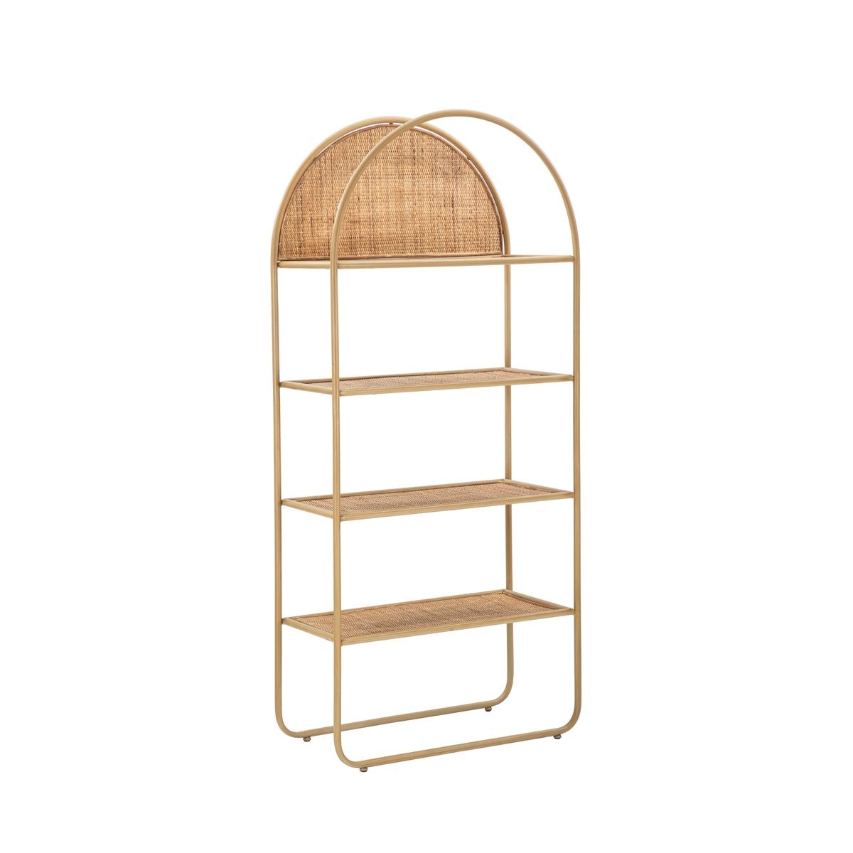 Metalen en rotan wandboekenkast met 4 planken Panama Round